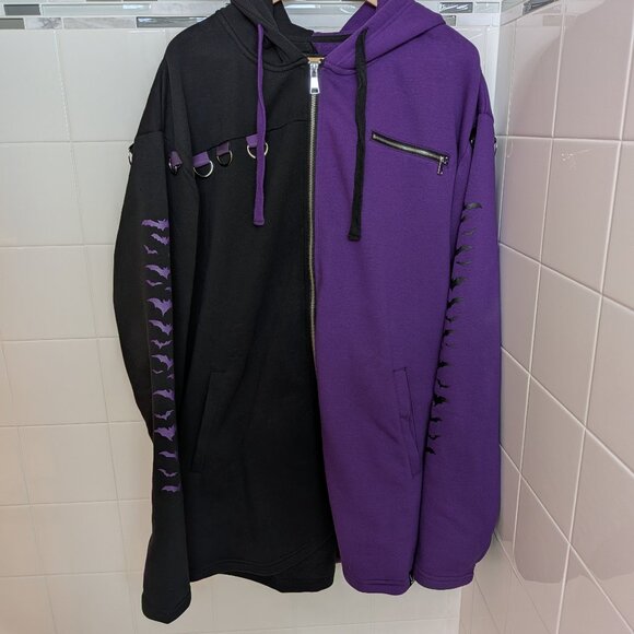 Vampire Freaks Jackets & Blazers - Vampire Freaks Black & Purple Split Mage Hoodie